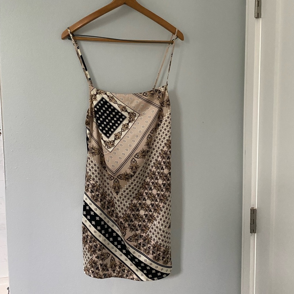 Silky Patterned Slip Dress